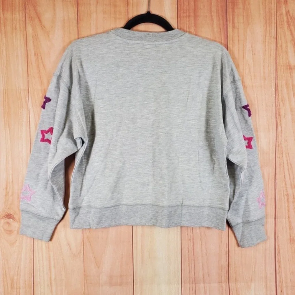 Splendid‎ Girls Sweatshirt 12 Heather Gray Cotton Pullover Heart Puff